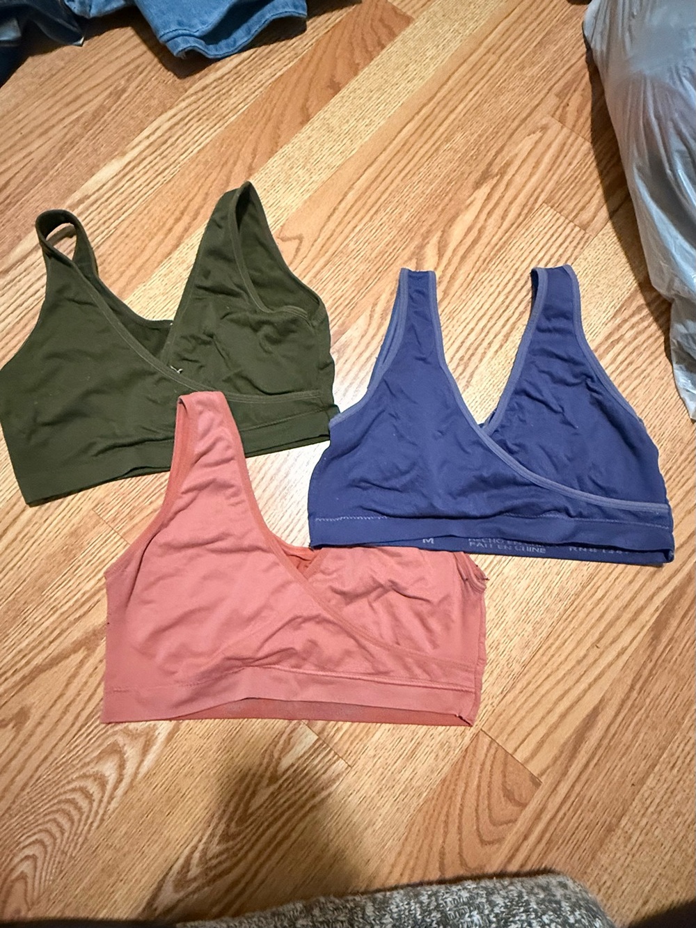 Wireless Nursing Bralette Trio — Olive, Dusty Rose & Periwinkle